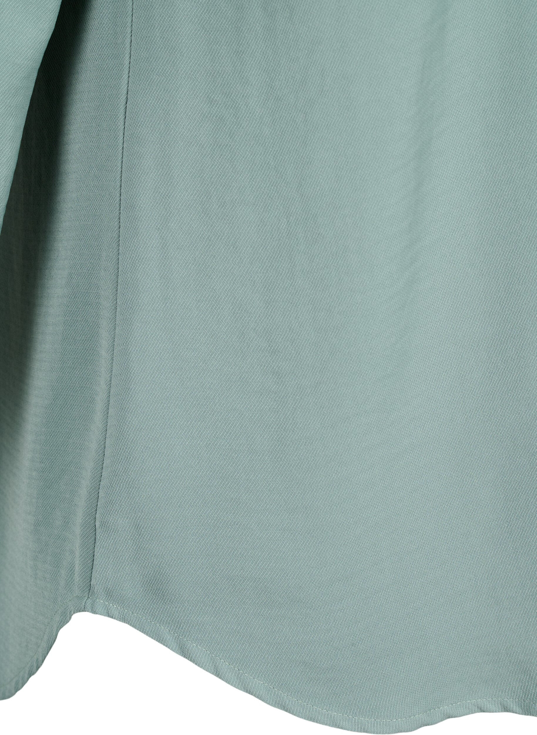 Zizzi Bluse med smock og v-udsk&aelig;ring, Chinois Green, Packshot image number 4