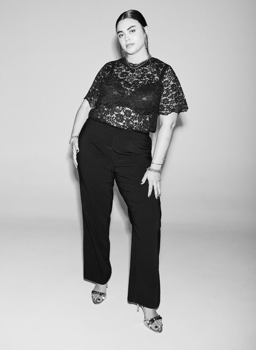 Stretchy bukser i viskose, Sort, Image image number 0