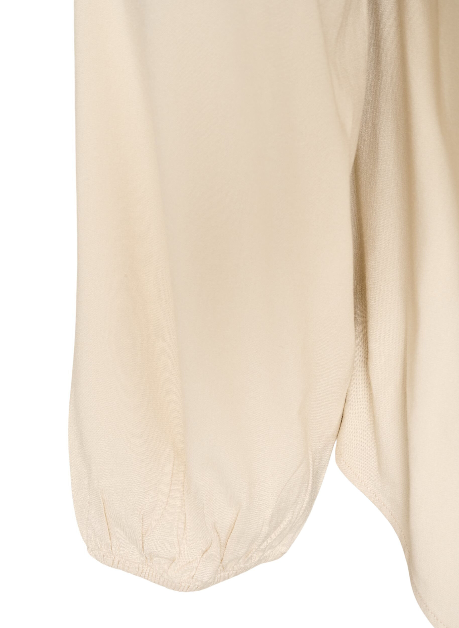 ZizziViskosebluse med V-hals og lange &aelig;rmer, Beige, Packshot image number 3