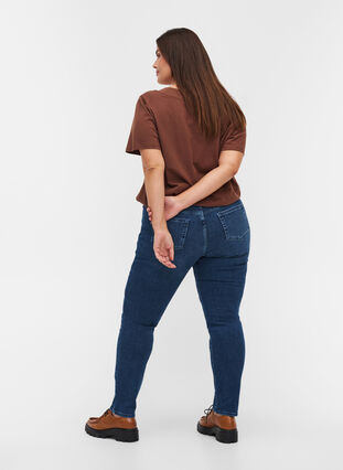 Ekstra slim Sanna jeans med regulær talje, Blue denim, Model image number 1