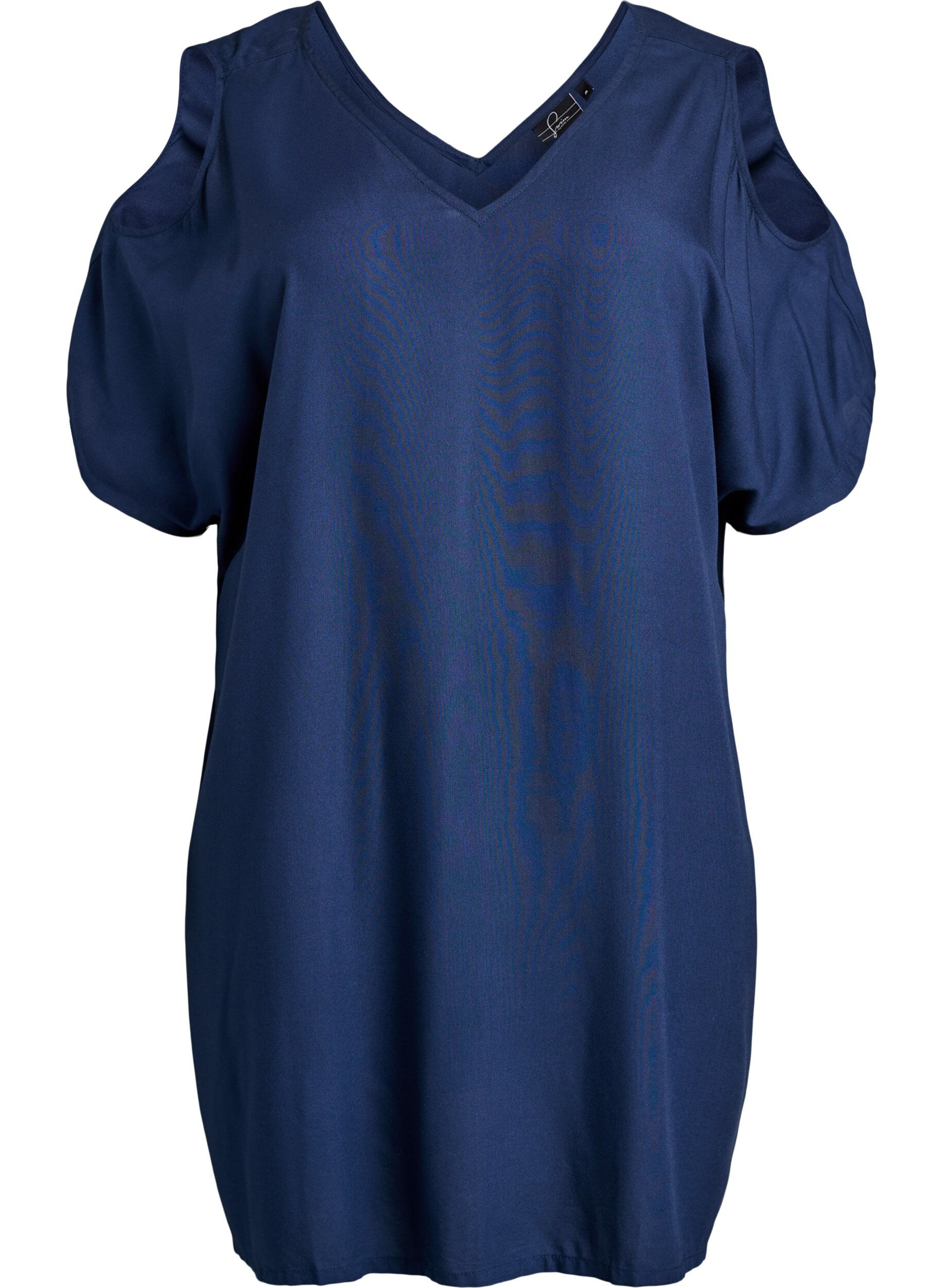 Zizzi Strandkjole i viskose med skulderdetalje, Bl&aring;, Packshot image number 0