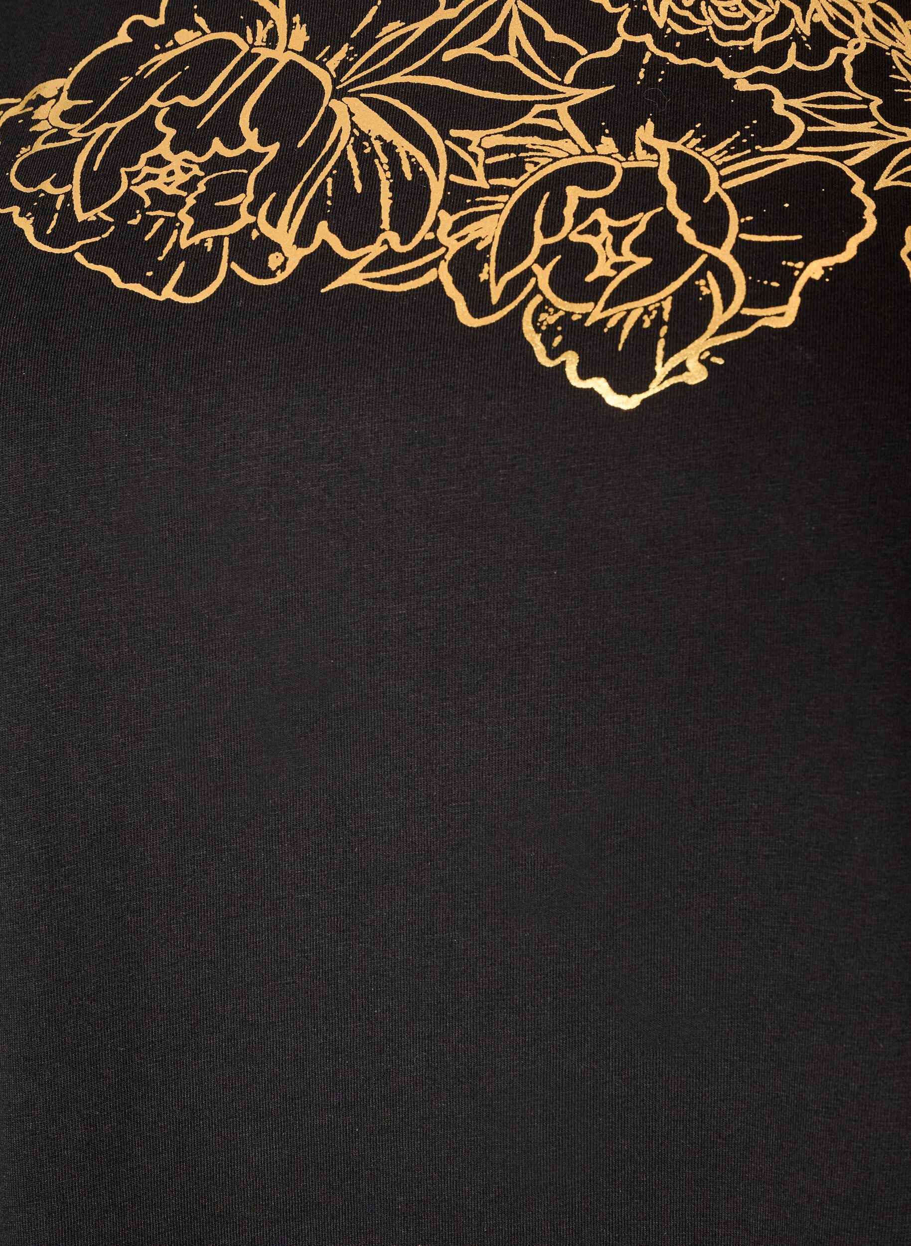 ZizziT-shirt i bomuld med blomstermotiv, Sort, Packshot image number 2