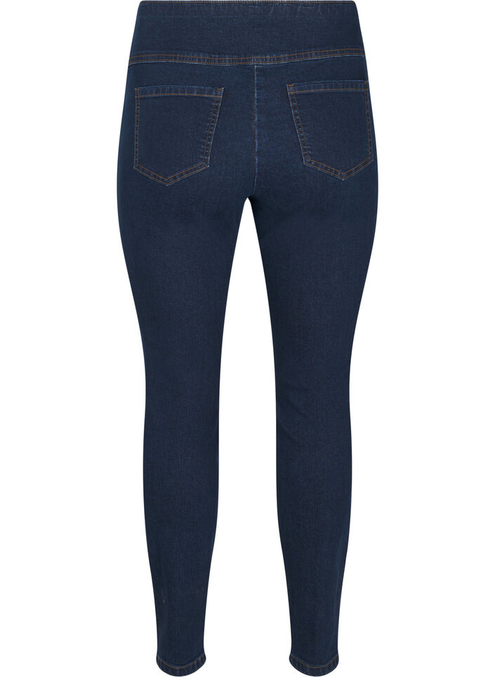 Stretchy jeggings med høj talje, Dark Blue, Packshot image number 1