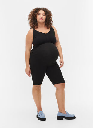 Tætsiddende graviditetsshorts i bomuld, Black, Model image number 3