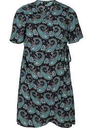Wrap kjole i paisley print med korte ærmer, B. Vintage Paisley