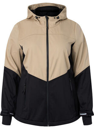 Softshell jakke med color-block, Black Comb, Packshot image number 0