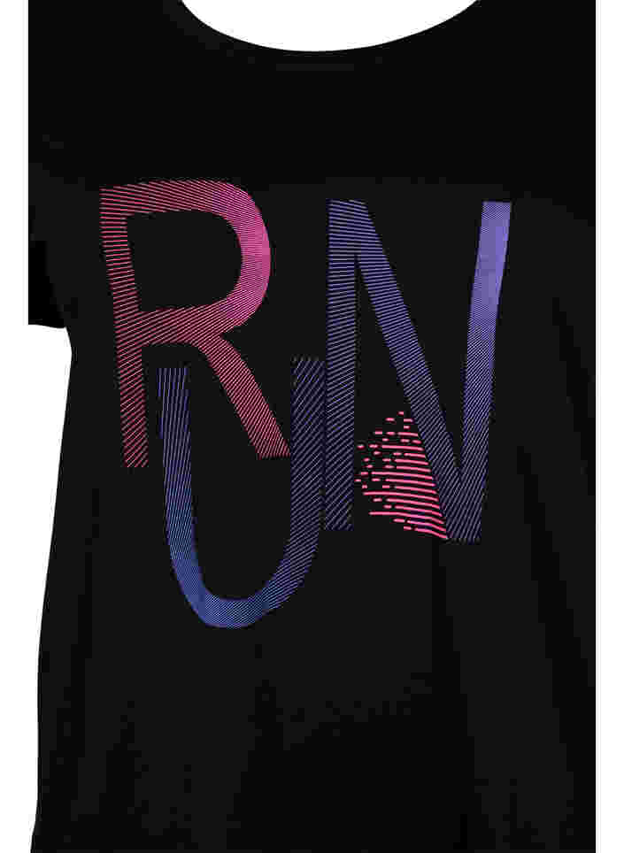 Trænings t-shirt med print, Black w. stripe run, Packshot image number 2