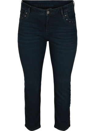 Slim fit Emily jeans med nitter , Dark blue, Packshot image number 0