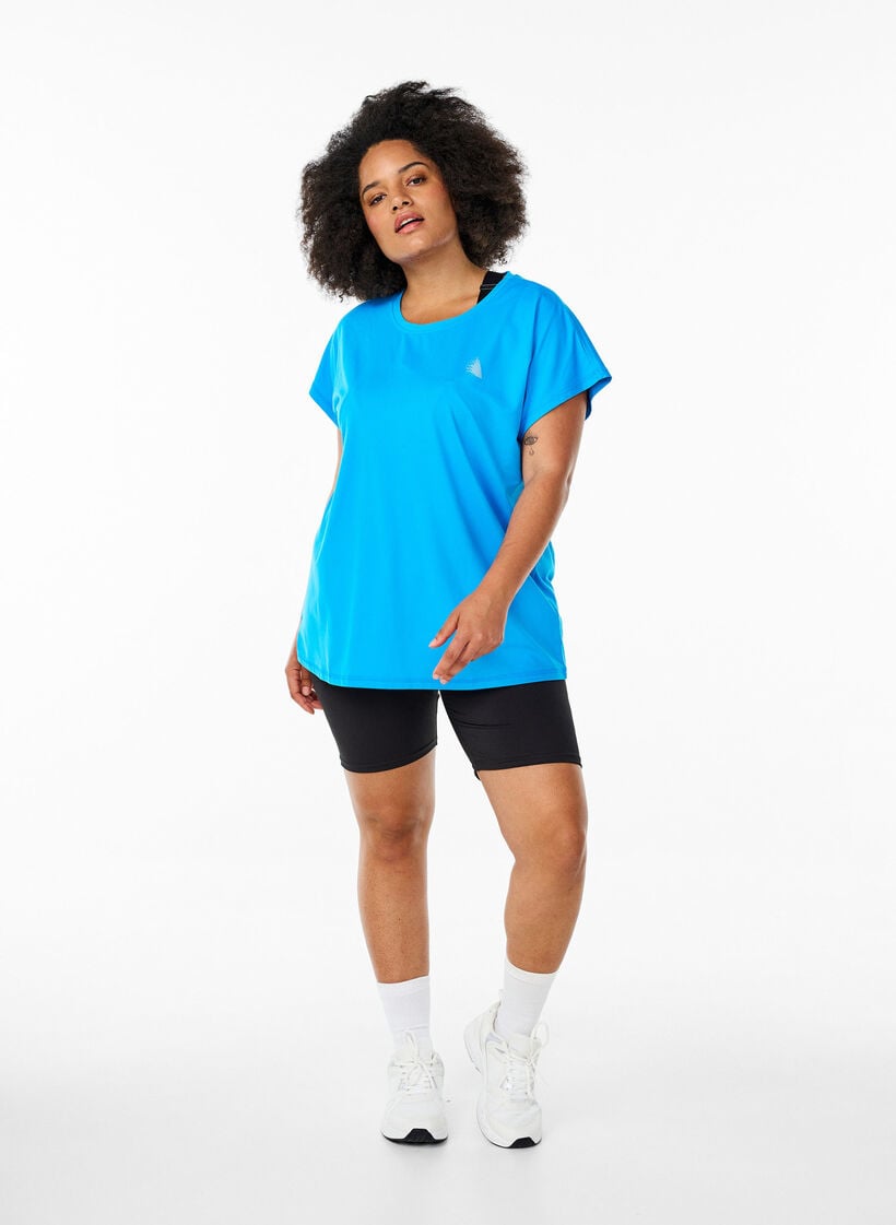Ensfarvet tr&aelig;nings t-shirt, Bl&aring;, Model image number 1