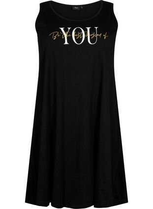 Ærmeløs bomulds kjole med a-shape, Black W. YOU, Packshot image number 0
