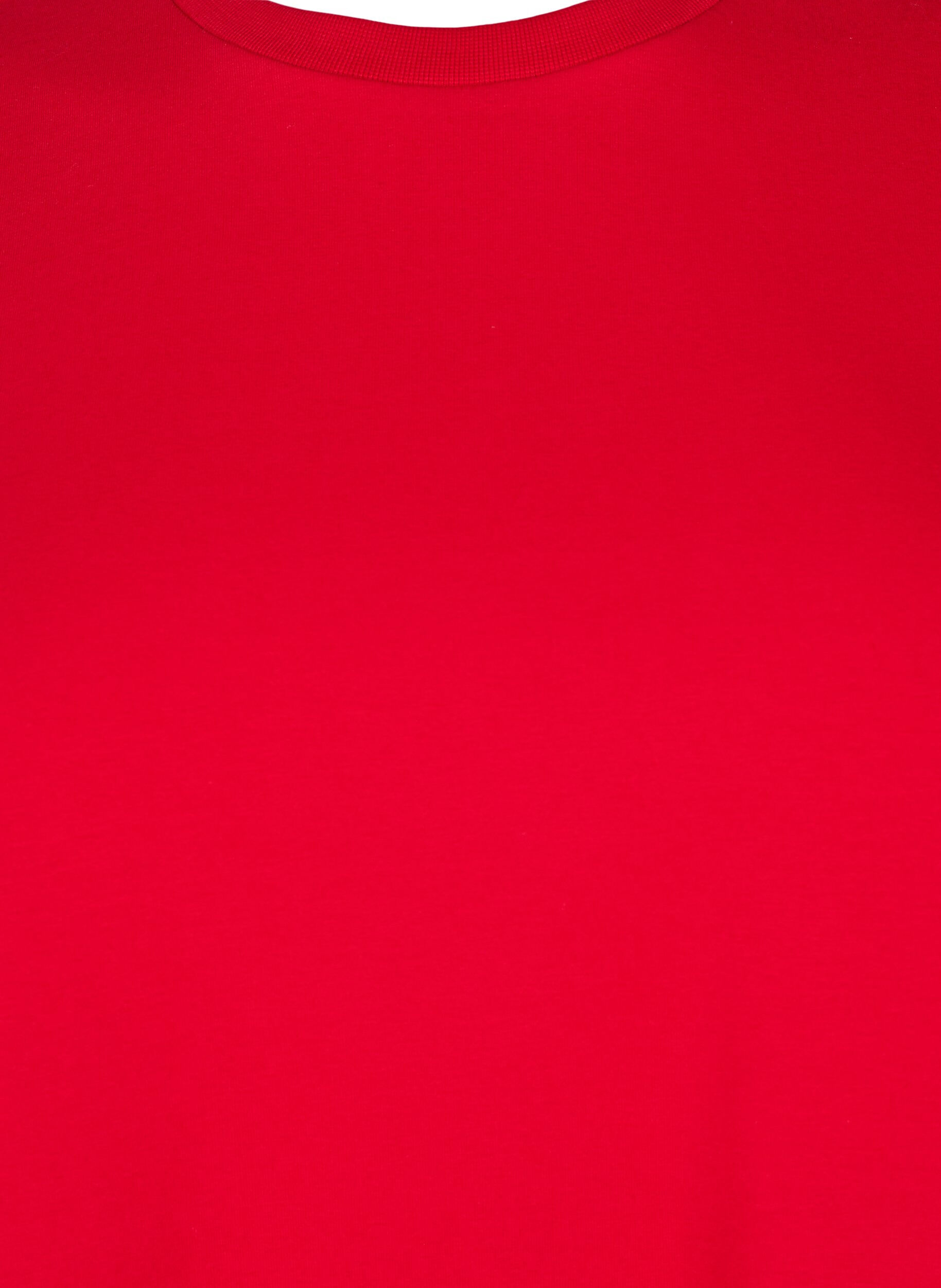 Zizzi T-shirt i &oslash;kologisk bomuld med rund hals, Salsa, Packshot image number 2