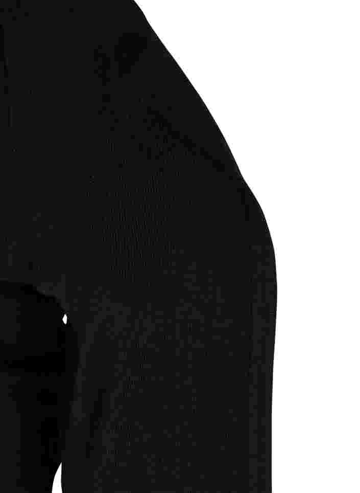 Strikcardigan med flæser og lommer, Black, Packshot image number 2
