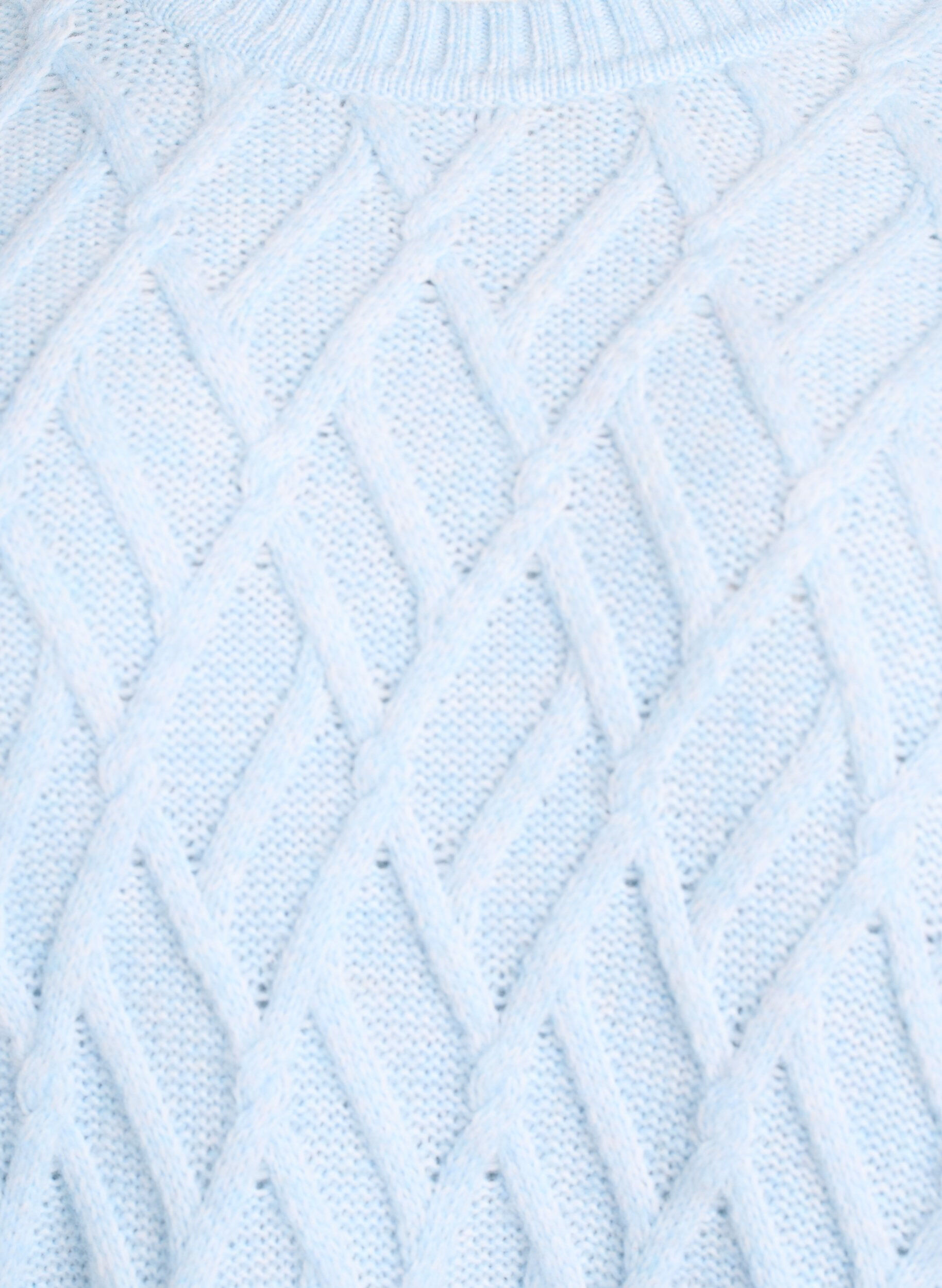Zizzi Strikbluse med kabelm&oslash;nster og rund hals, Bl&aring;, Packshot image number 2