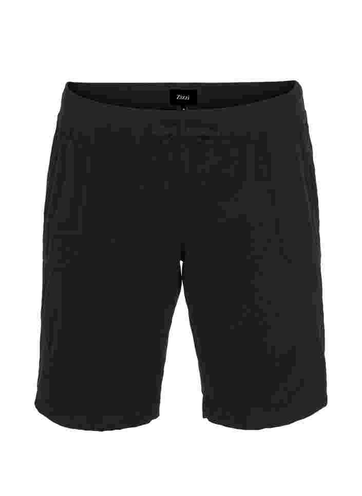 Løse shorts med lommer i bomuld, Black, Packshot image number 0