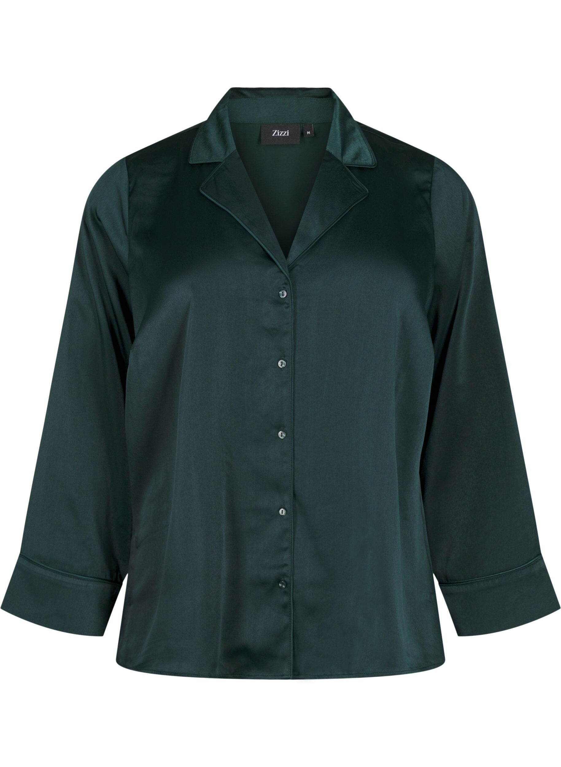 Zizzi Natskjorte i satin, Scarab, Packshot image number 0