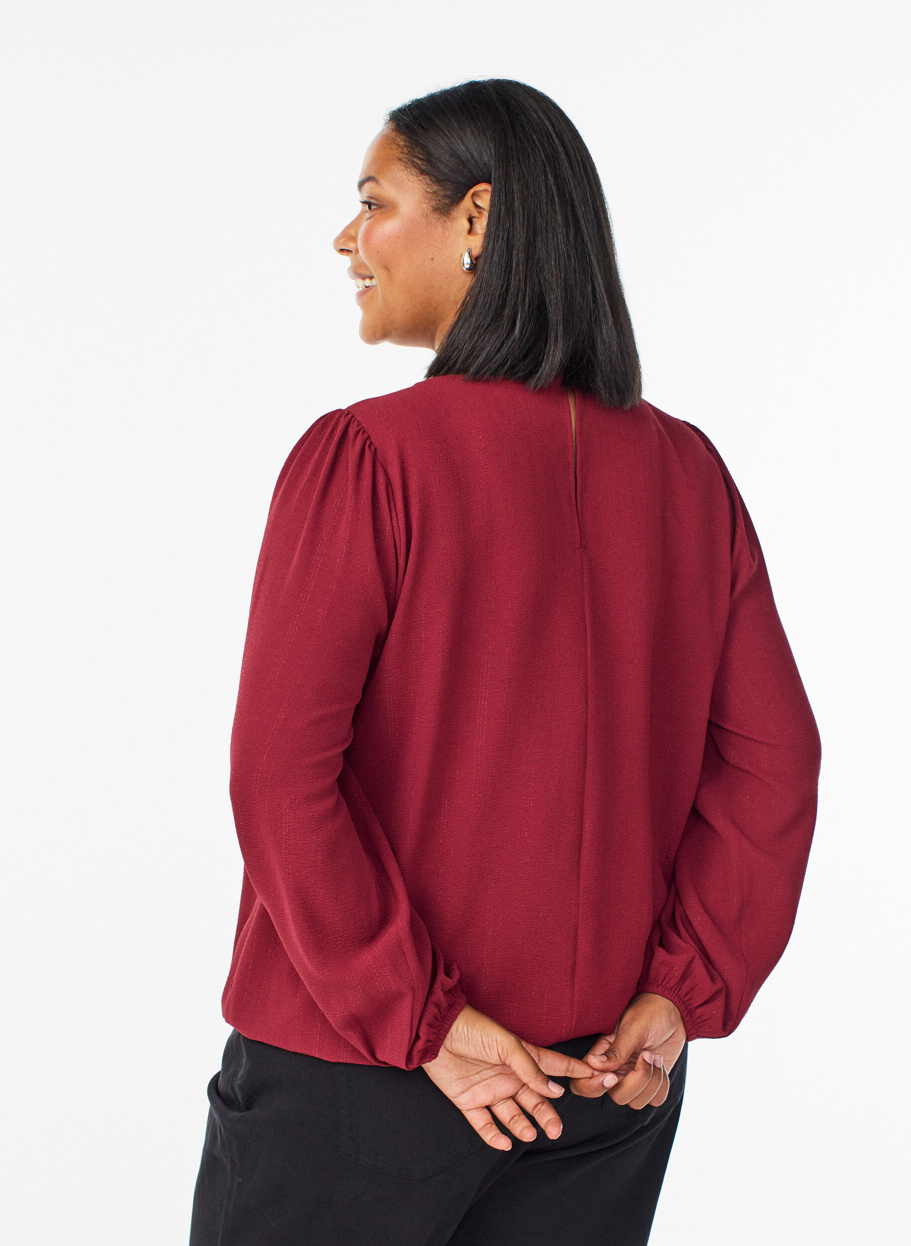 ZizziBluse med glimmer, M&oslash;rk Bordeaux, Model image number 2