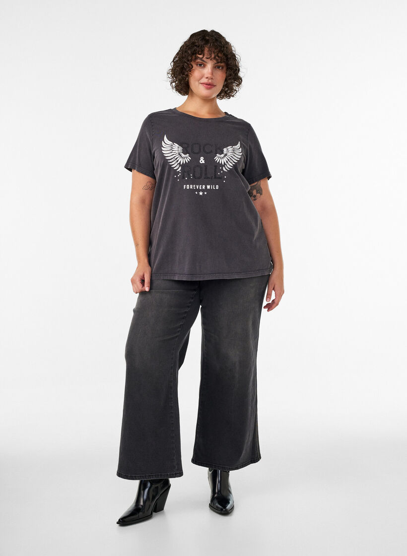 T-shirt i &oslash;kologisk bomuld med motiv, Sort, Model image number 1