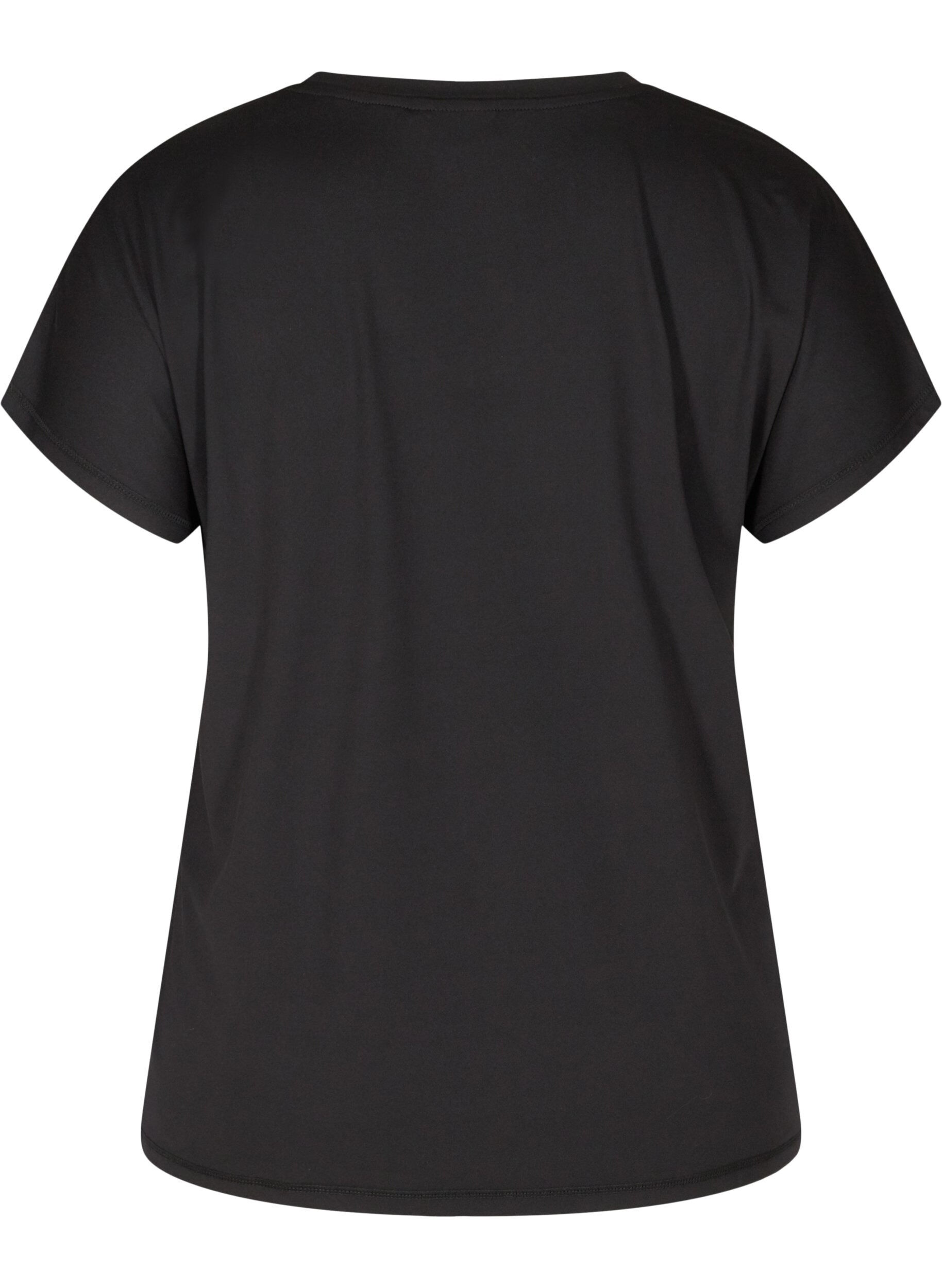 ZizziL&oslash;s tr&aelig;nings t-shirt med v-hals, Sort, Packshot image number 1