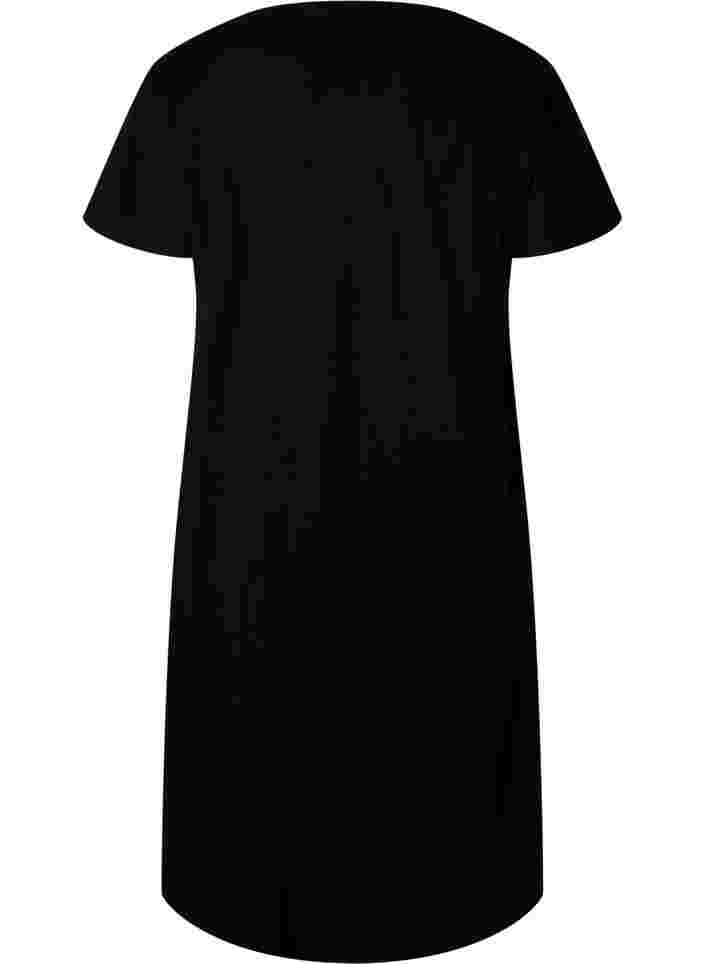 Bomulds natkjole med blomsterprint, Black, Packshot image number 1