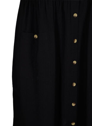 Kortærmet kjole med knapper og lommer, Black, Packshot image number 3