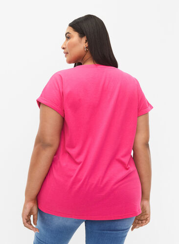 Kortærmet t-shirt i bomuldsblanding, Raspberry Sorbet, Model image number 1