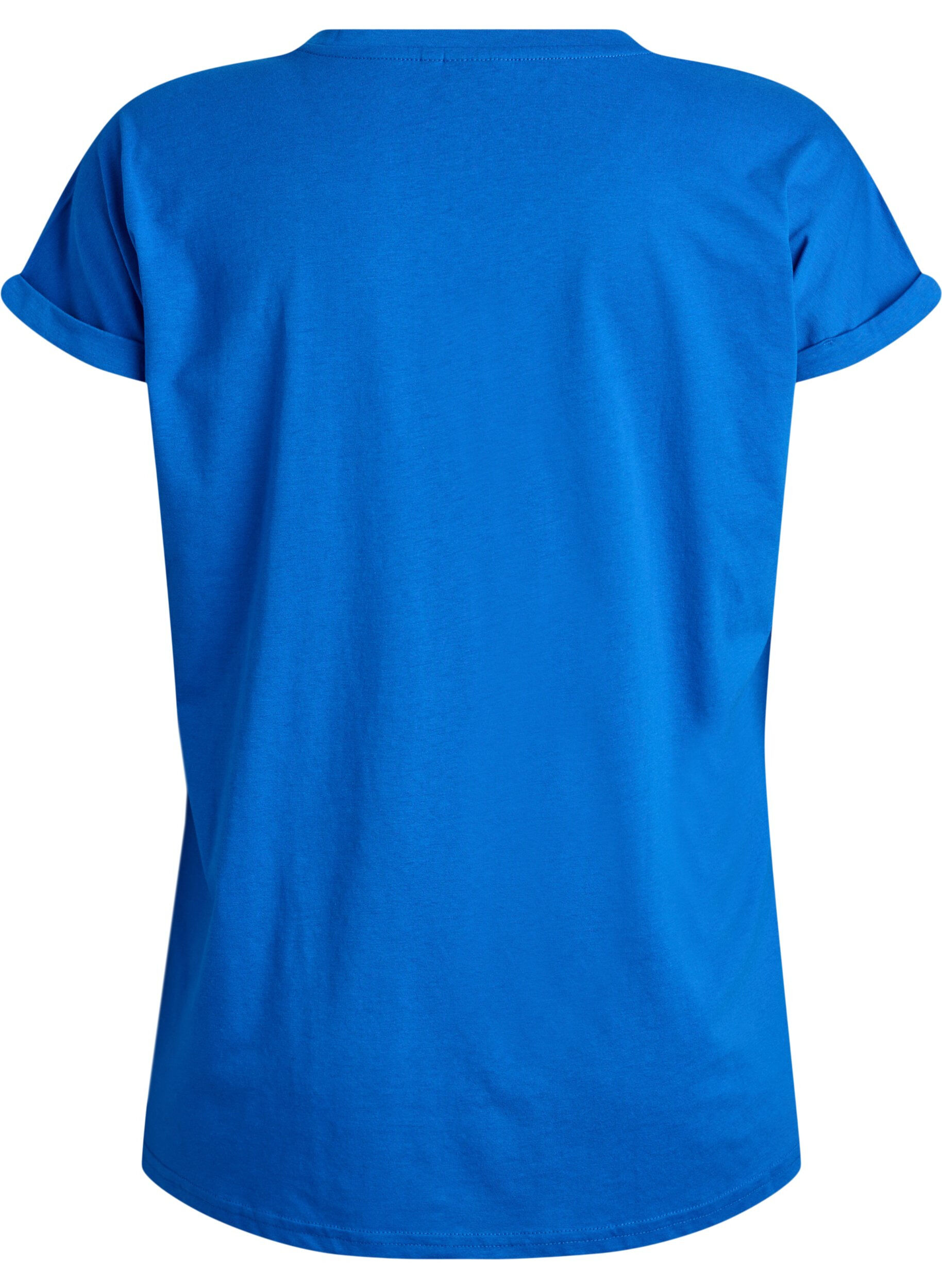 ZizziKort&aelig;rmet t-shirt i bomuldsblanding, Bl&aring;, Packshot image number 1