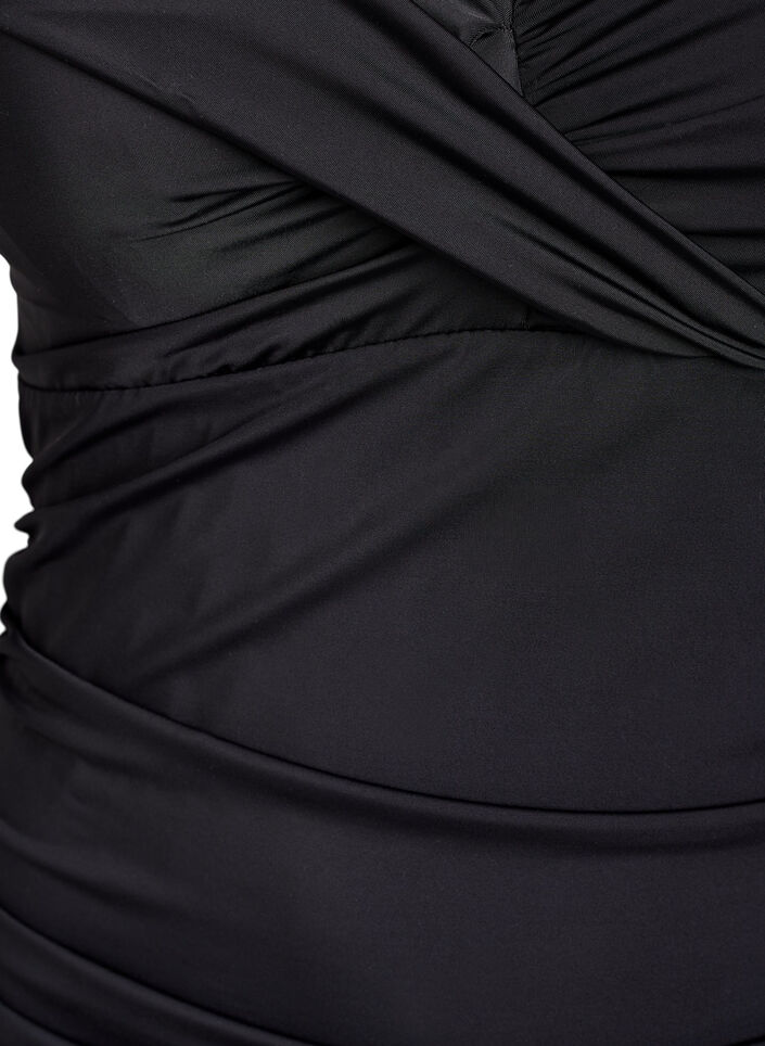 Badedragt med bøjle og rynkeeffekt, Sort, Packshot image number 2