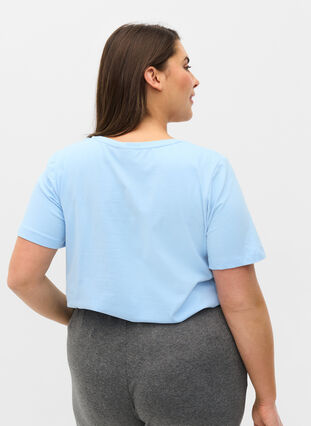 Basis t-shirt med v-hals, Chambray Blue, Model image number 1