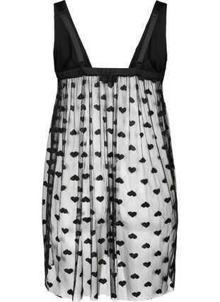 Transparent natkjole med mønster, Black, Packshot image number 1