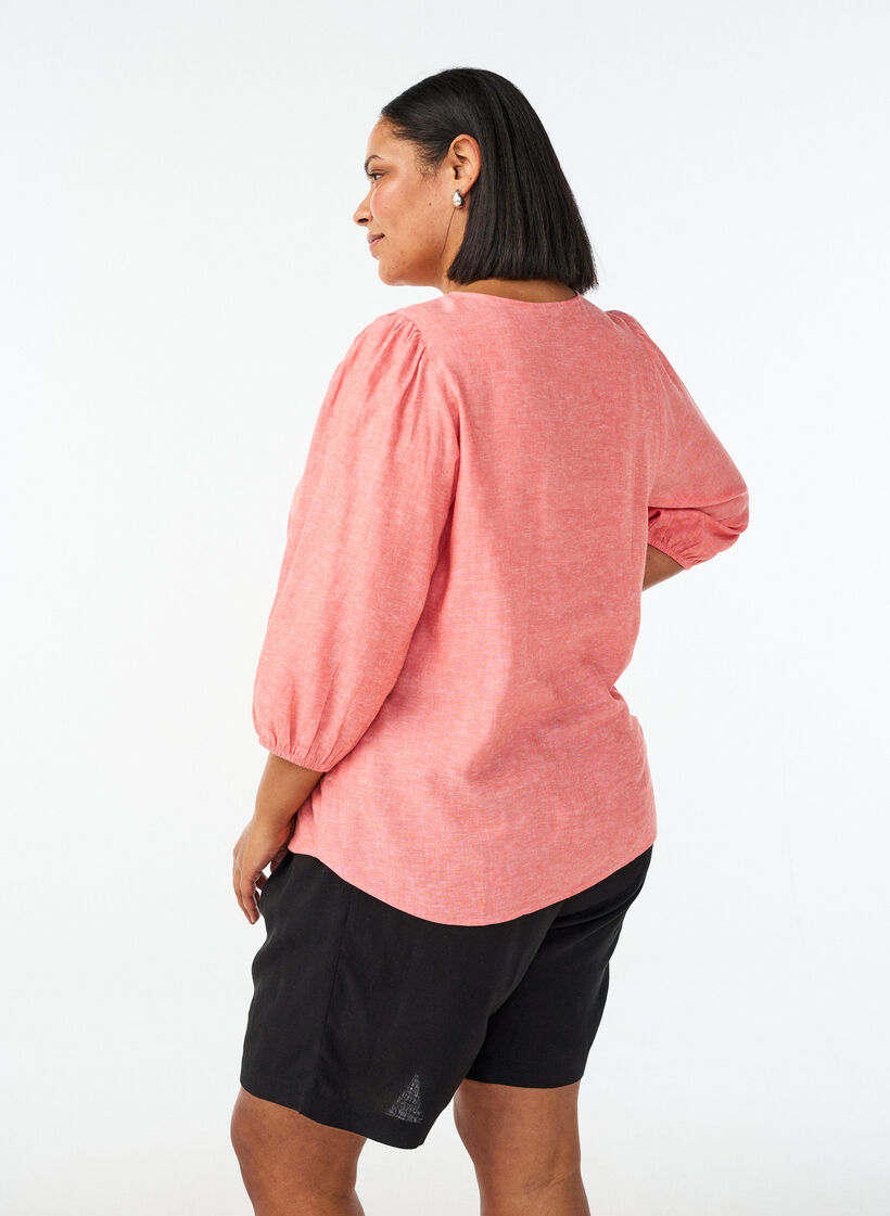 Shorts i h&oslash;r og viskose med h&oslash;j talje, Sort, Model image number 2