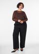 Transparent meshbluse med rhinsten, Brun, Model image number 1