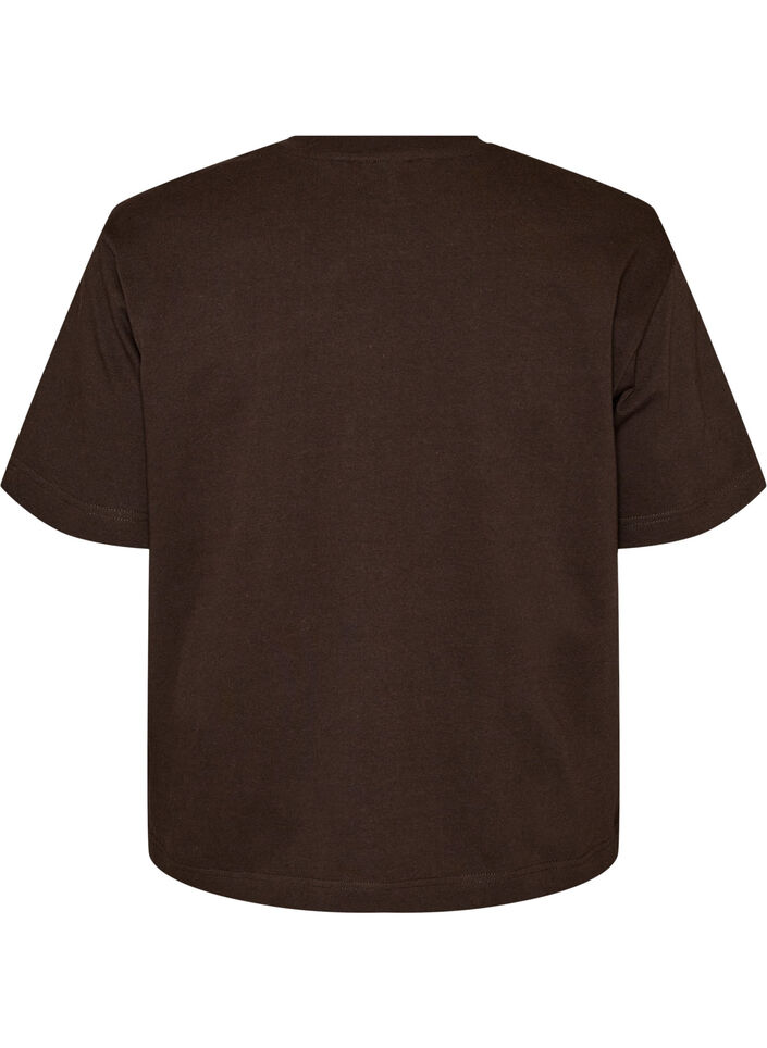Boxy T-shirt i bomuld, Brun, Packshot image number 1
