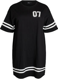 Kort t-shirtkjole med sporty detaljer, Sort
