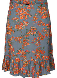 Printet viskose nederdel med flæsekant, Balsam Green Flower
