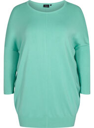 Strikbluse med rund halsudskæring, Dusty Jade Green