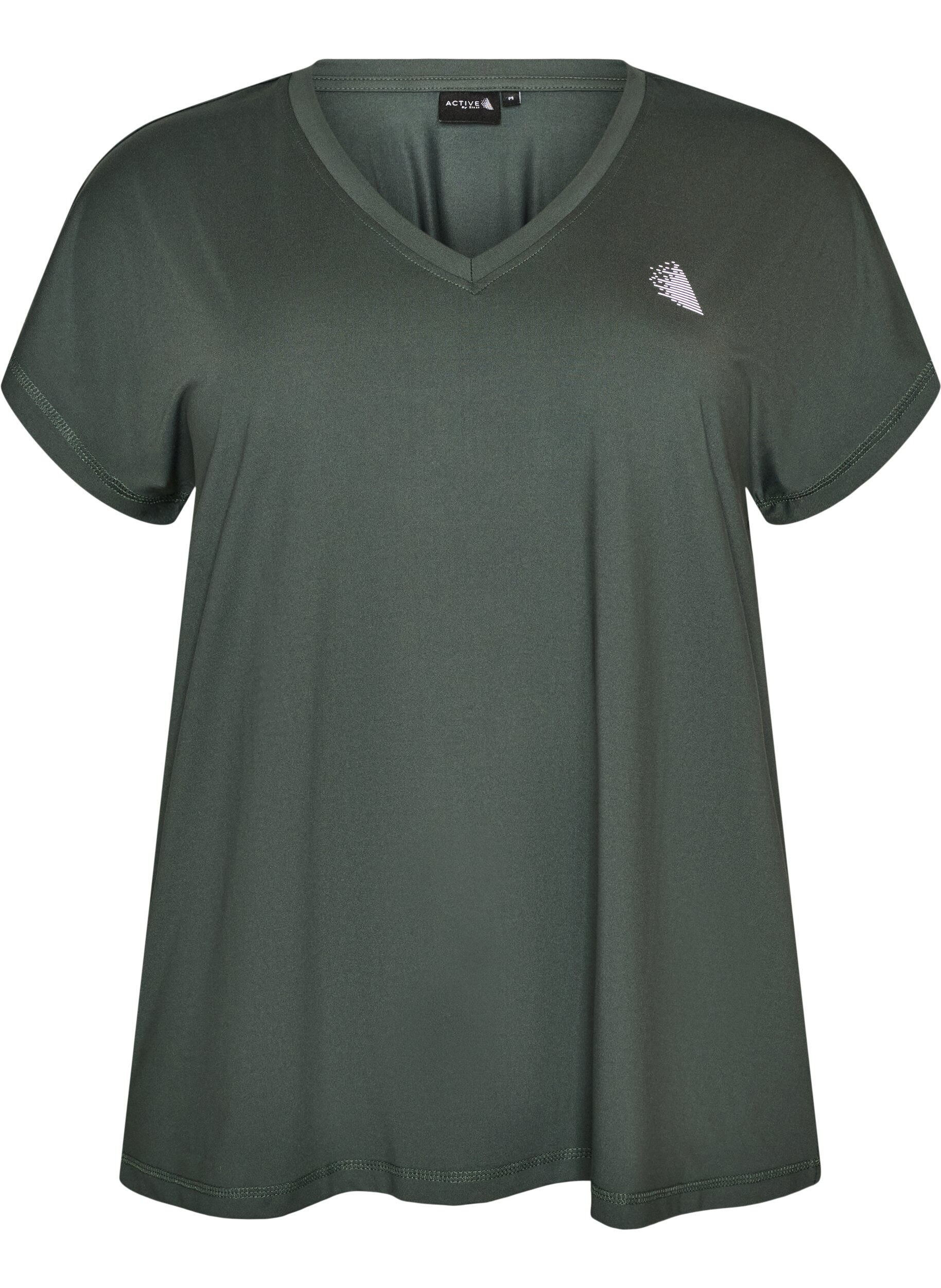 ZizziL&oslash;s tr&aelig;nings t-shirt med V-hals, Gr&oslash;n, Packshot image number 0