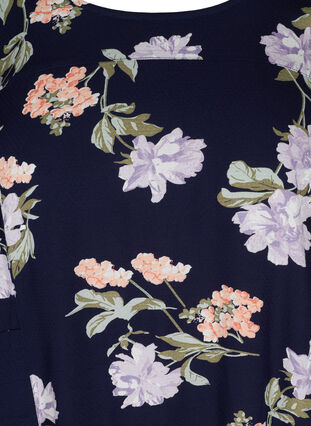 Viskose kjole med 3/4 ærmer, D.Blue/Purple Flower, Packshot image number 2