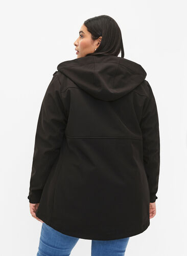 Kort softshell jakke med lommer, Black, Model image number 1