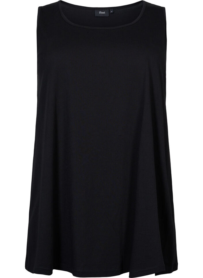 Bomuldstop med a-form, Sort, Packshot image number 0