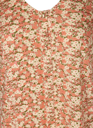 Kortærmet a-shape kjole i viskose, Bordeaux flower Aop, Packshot image number 2