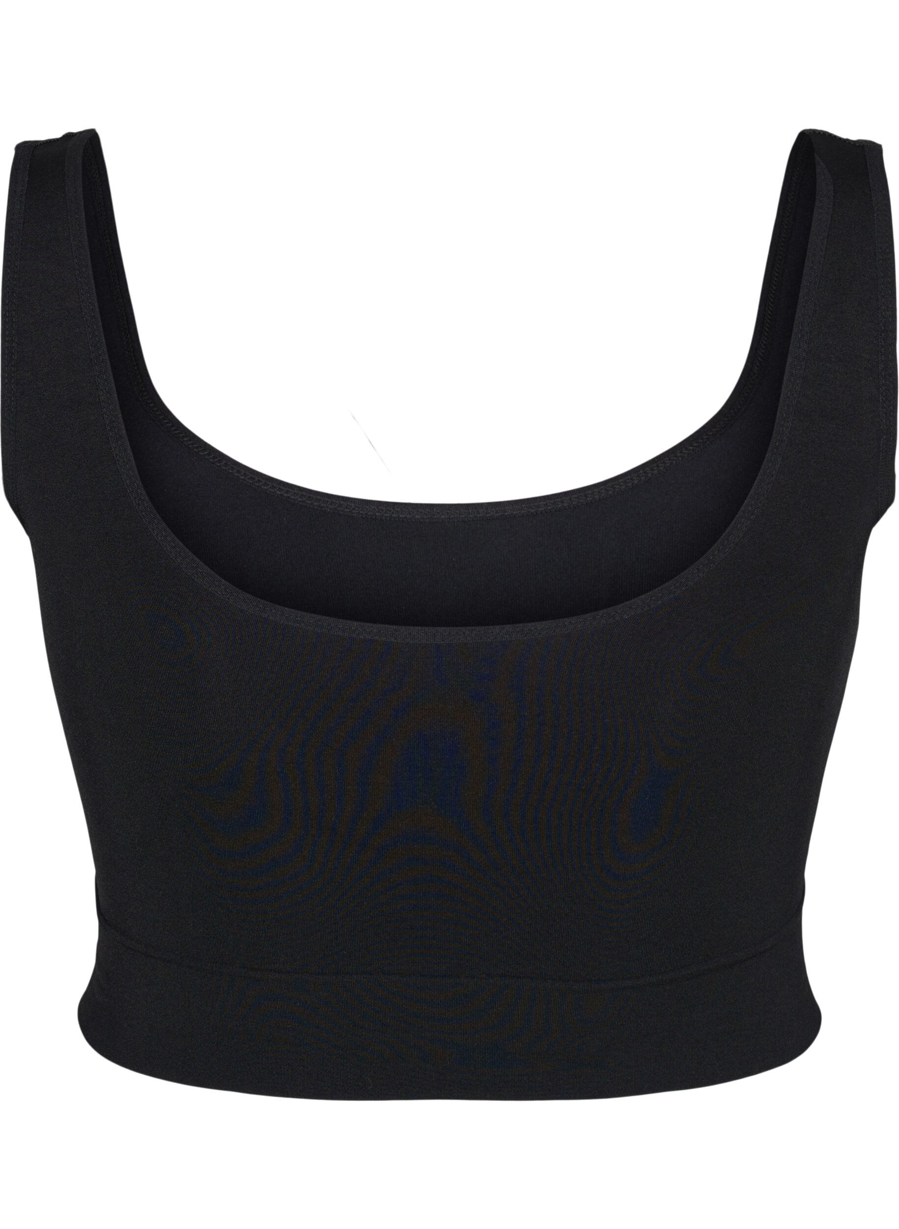 Zizzi Seamless bh top med rund udsk&aelig;ring, Black, Packshot image number 1