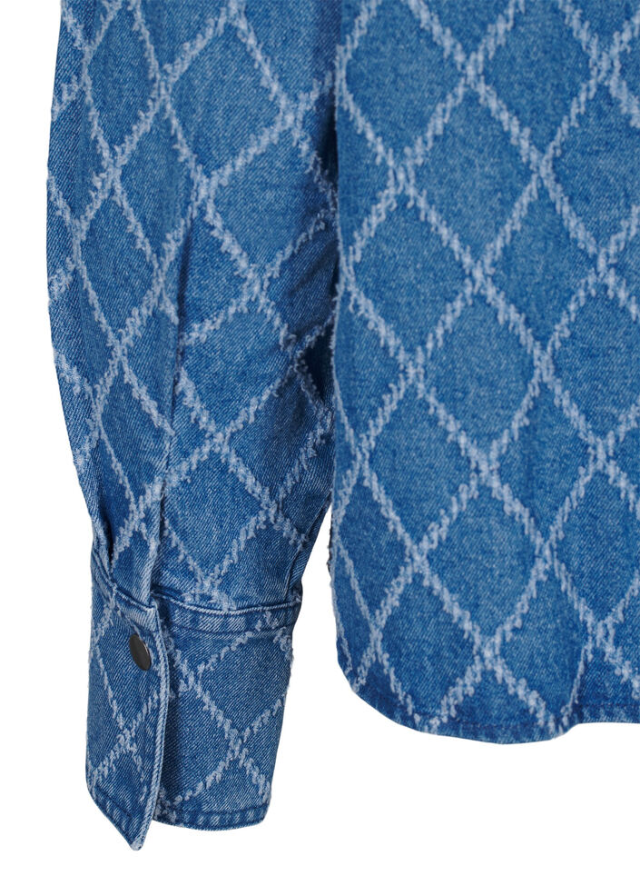 Denimskjorte med destroy mønster, Blue Denim, Packshot image number 3