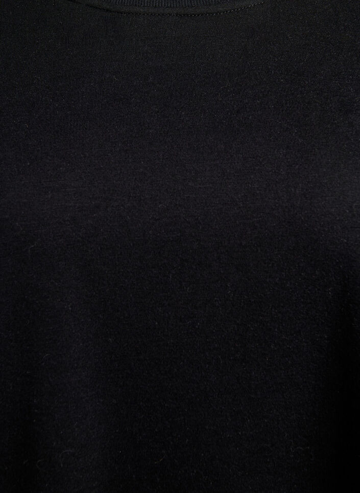 Knælang sweatkjole med frynser, Sort, Packshot image number 2