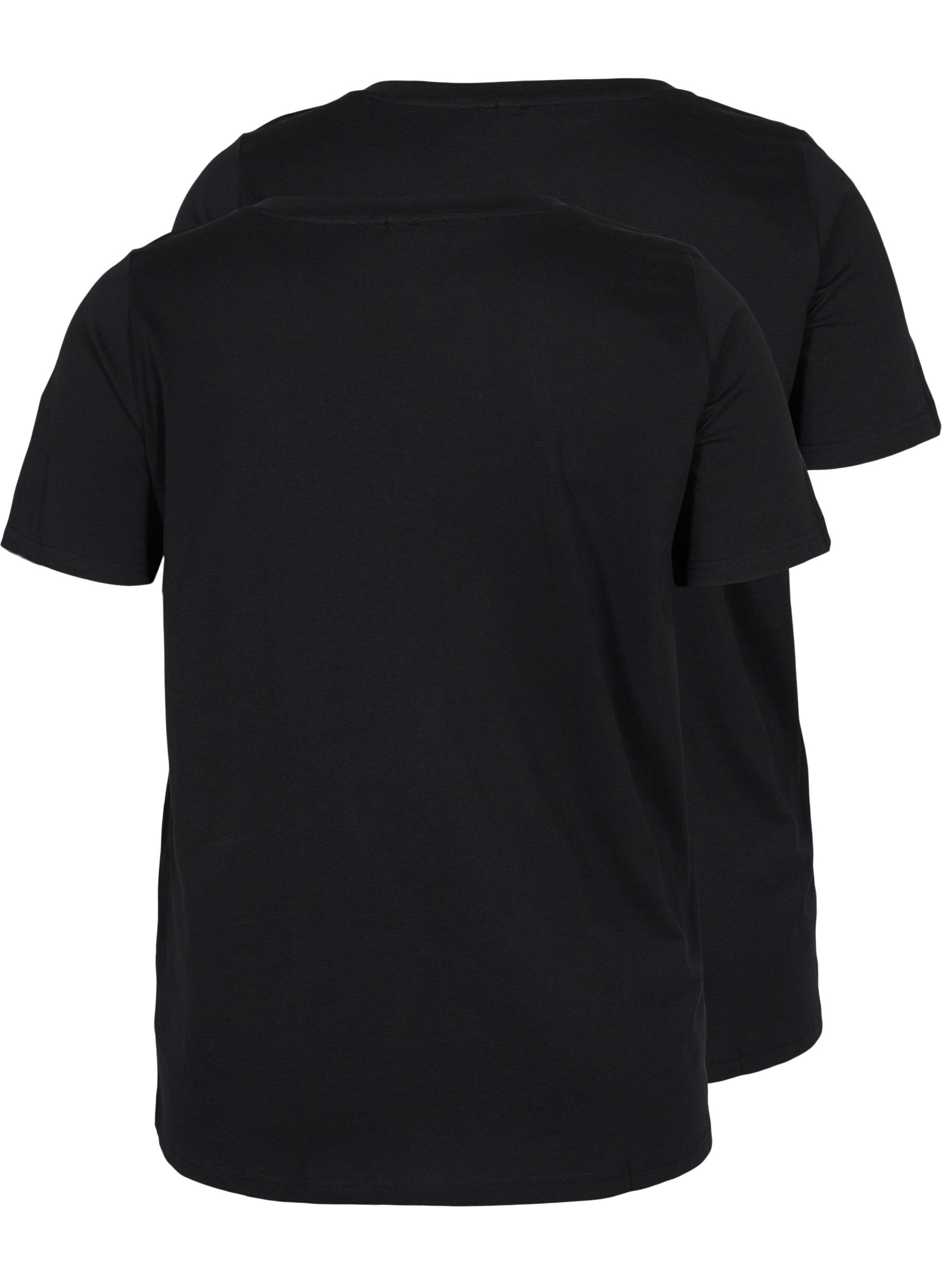 Zizzi 2-pak basis t-shirt i bomuld, Black/Black, Packshot image number 1