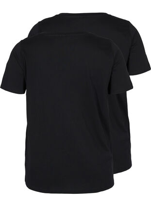 2-pak basis t-shirt i bomuld, Black/Black, Packshot image number 1