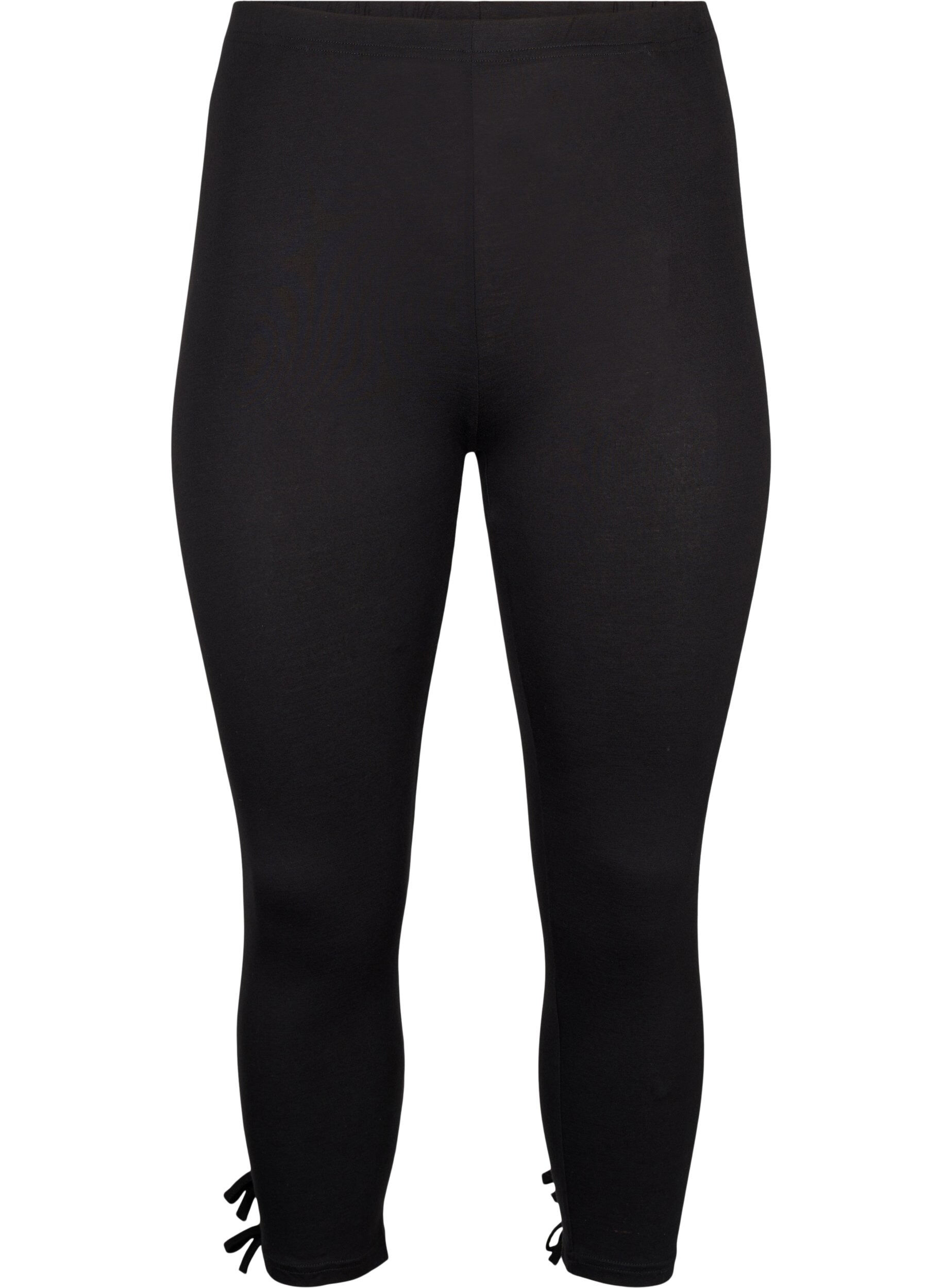 Zizzi 3/4 leggings i viskose med sl&oslash;jfe, Black, Packshot image number 0