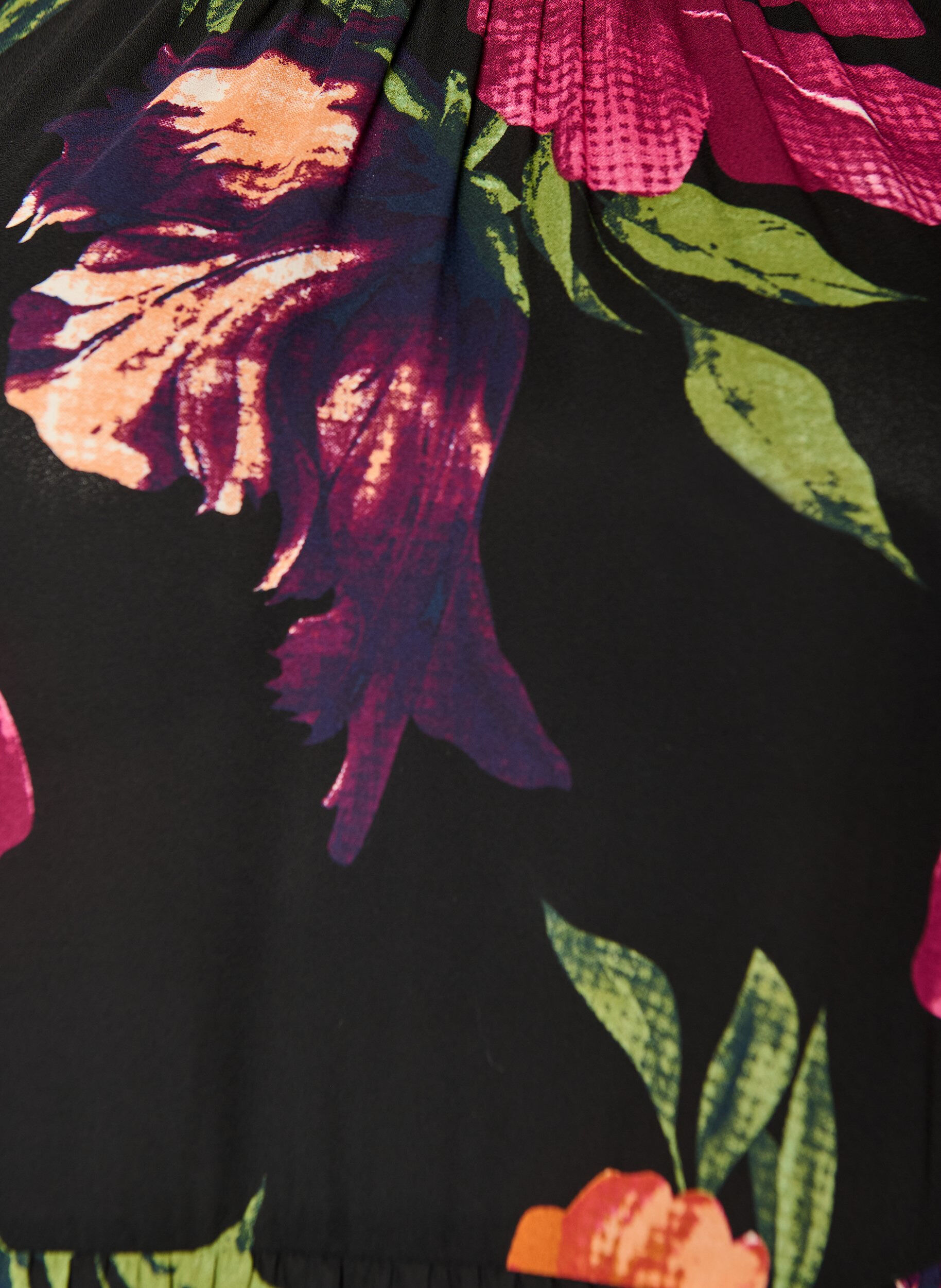 Zizzi Bluse med blomsterprint og peplum-effekt, Sort, Packshot image number 2