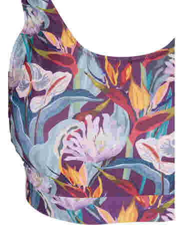 Printet bikini top med rund halsudskæring, Deep Tropical Print, Packshot image number 2