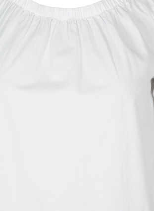 Bomuldskjole med blondebånd og korte ærmer, Bright White, Packshot image number 2