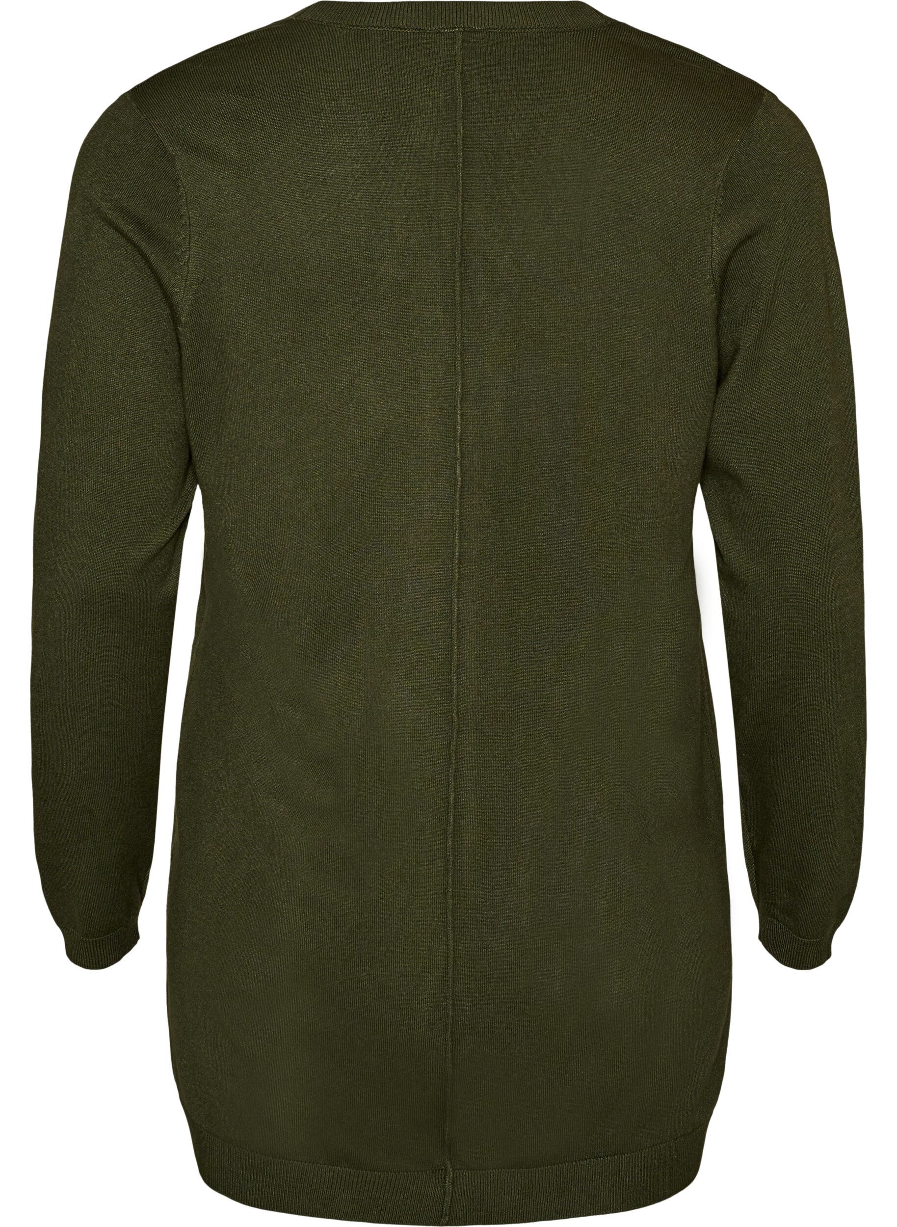 ZizziLang strikcardigan i viskosemix, Gr&oslash;n, Packshot image number 1